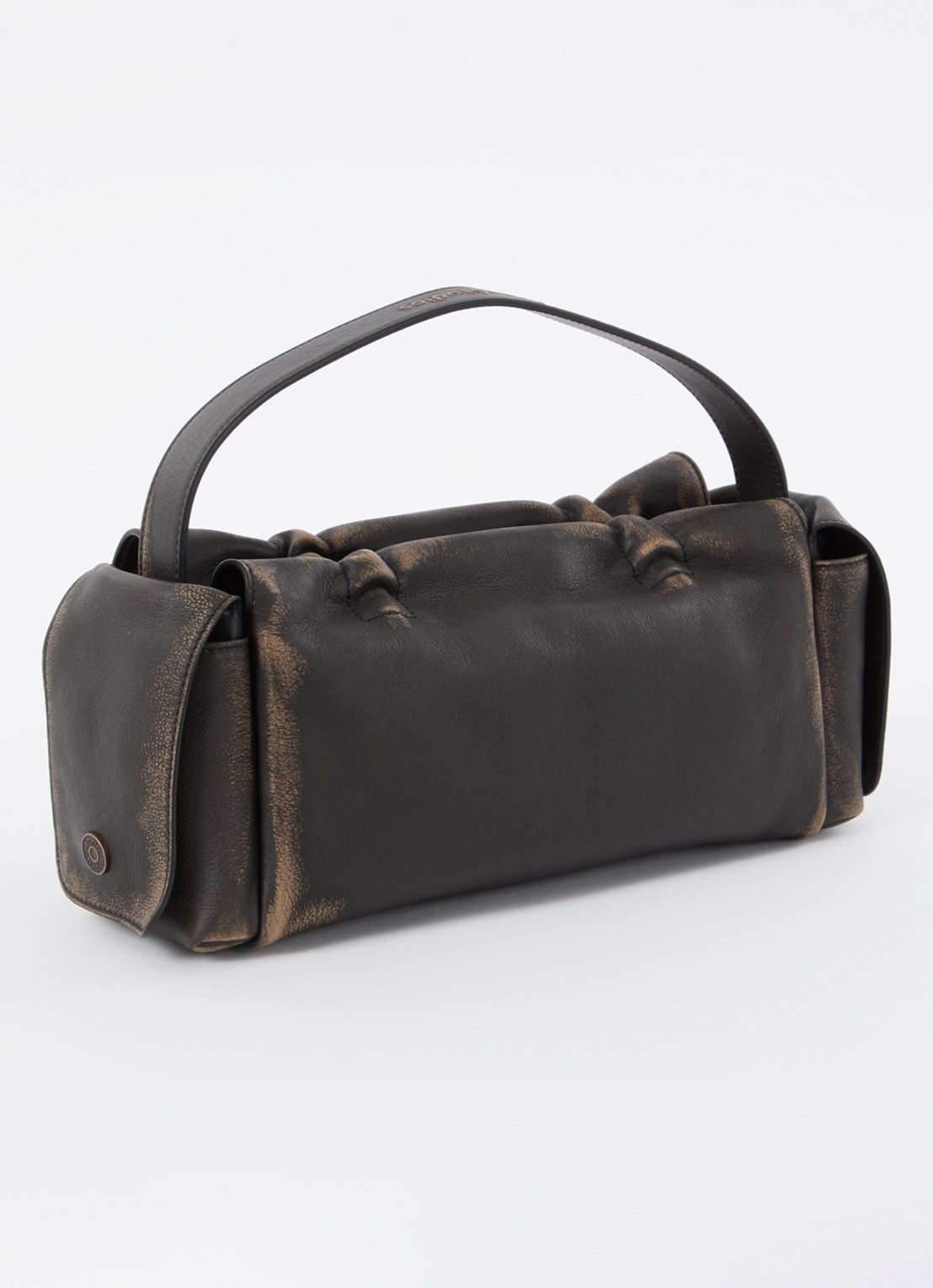 Acne Studios Schoudertas van kalfsleer met verwassen afwerking - achterkant 6 donkerbruin