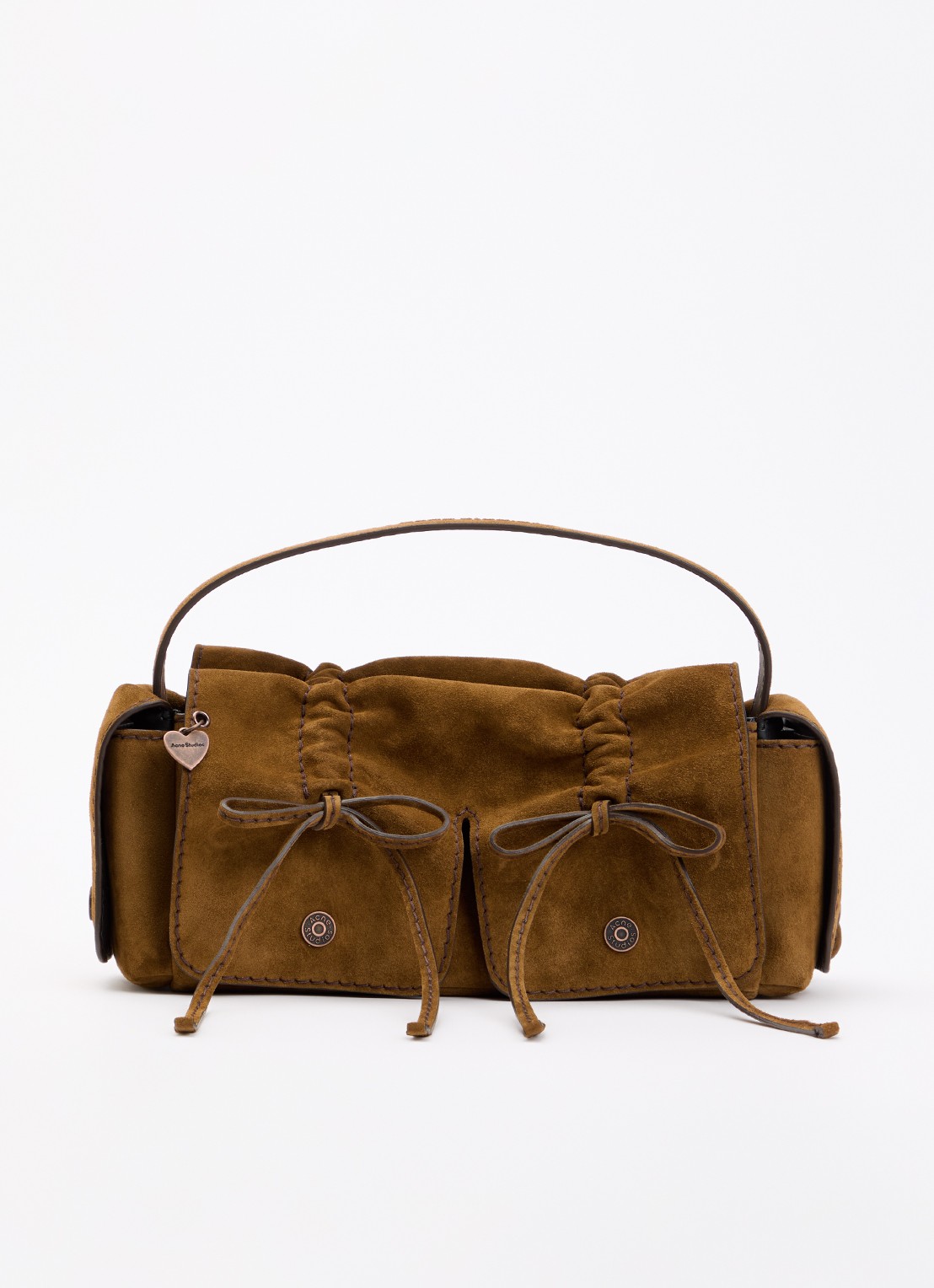 Acne Studios Schoudertas van kalfssuède - voorkant bruin