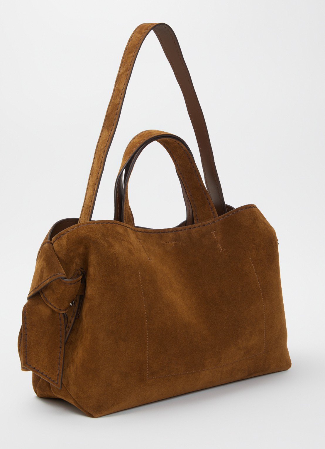 Acne Studios Schoudertas van suède afneembare schouderriem - achterkant cognac