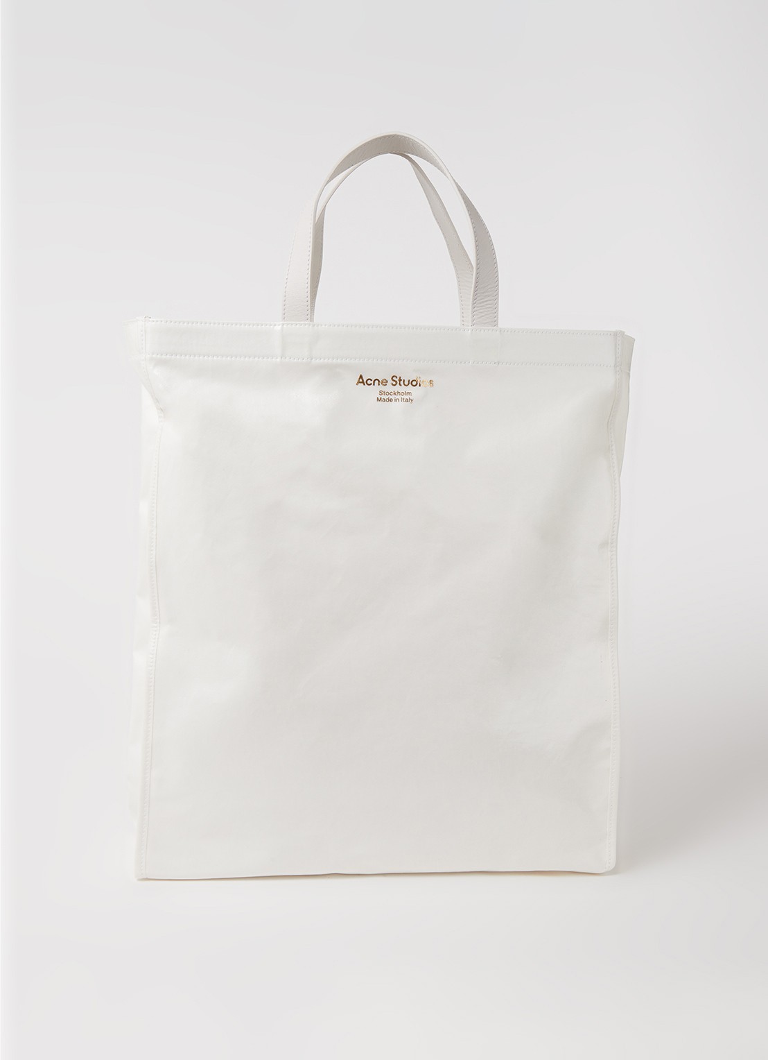 Acne Studios Shopper met leren details en lakfinish - voorkant wit