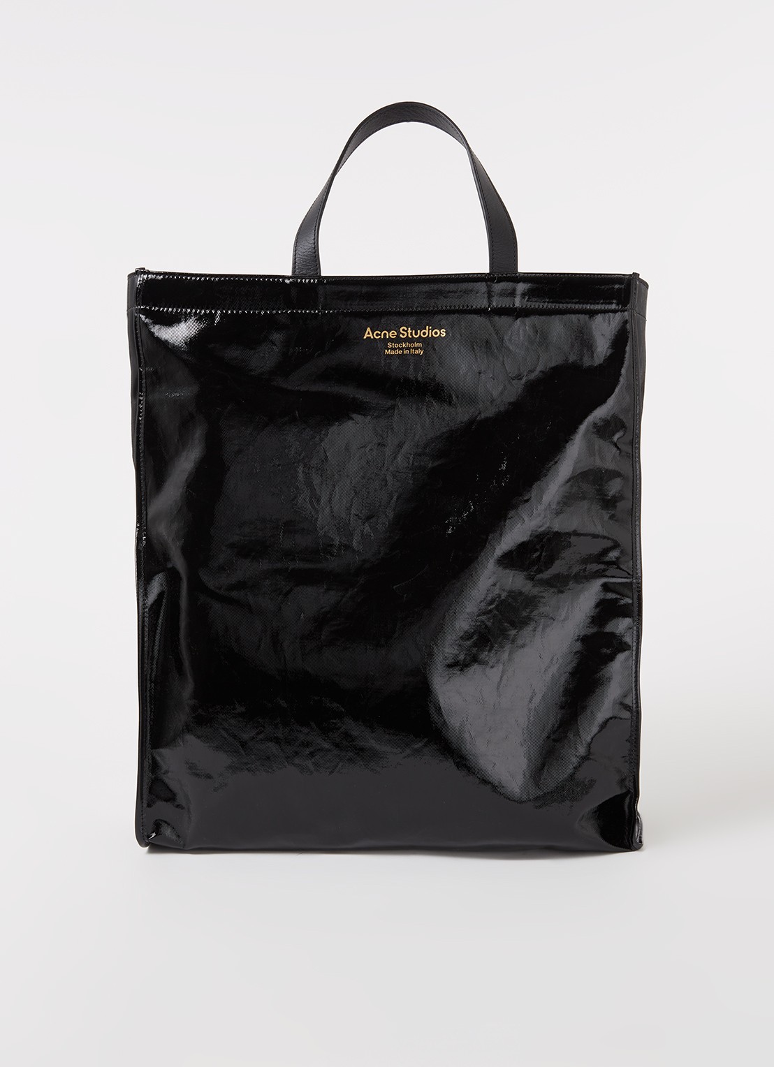Acne Studios Shopper met leren details en lakfinish - voorkant 6 zwart