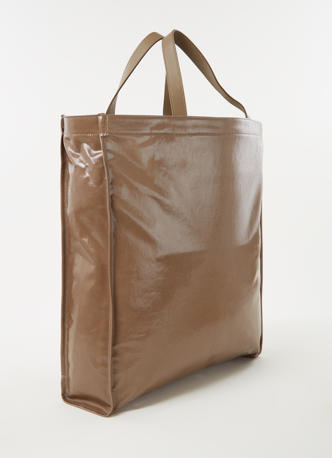 Acne Studios Shopper met leren details en lakfinish - achterkant 2 lichtbruin