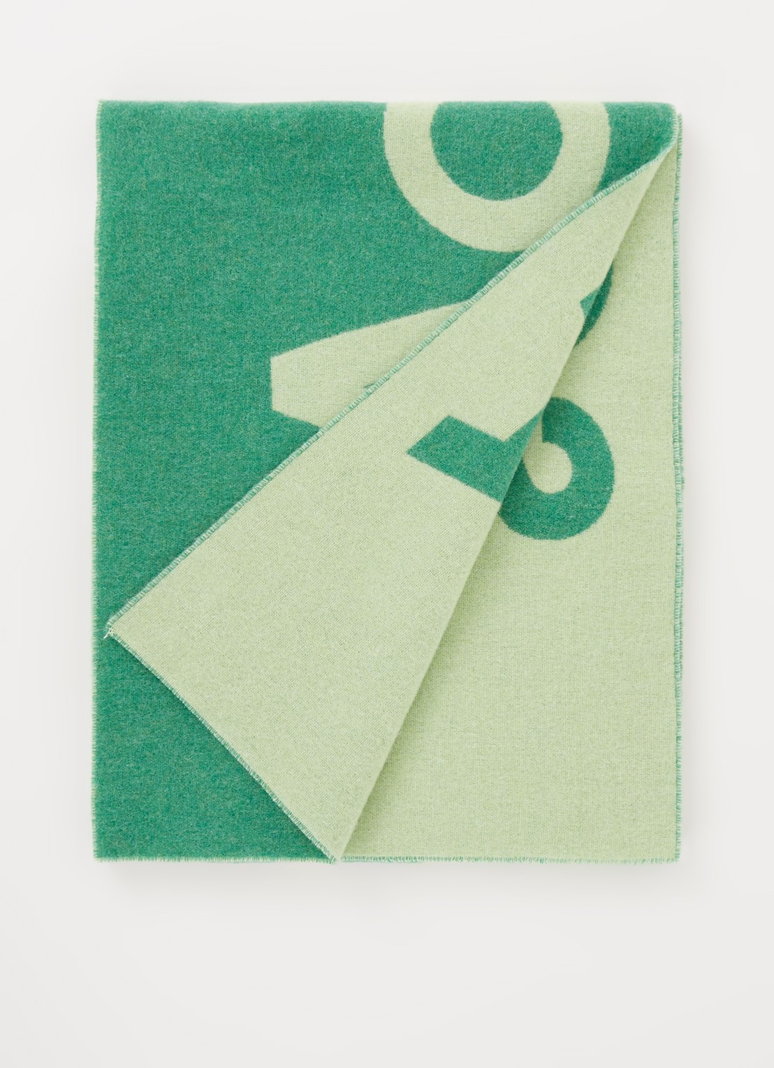 Acne Studios Sjaal in wolblend met logoprint 200 x 40 cm - voorkant 2 groen
