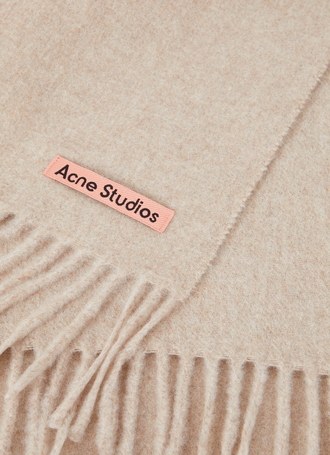Acne Studios Sjaal van wol met franjes 190 x 30 cm - detail 3 zand