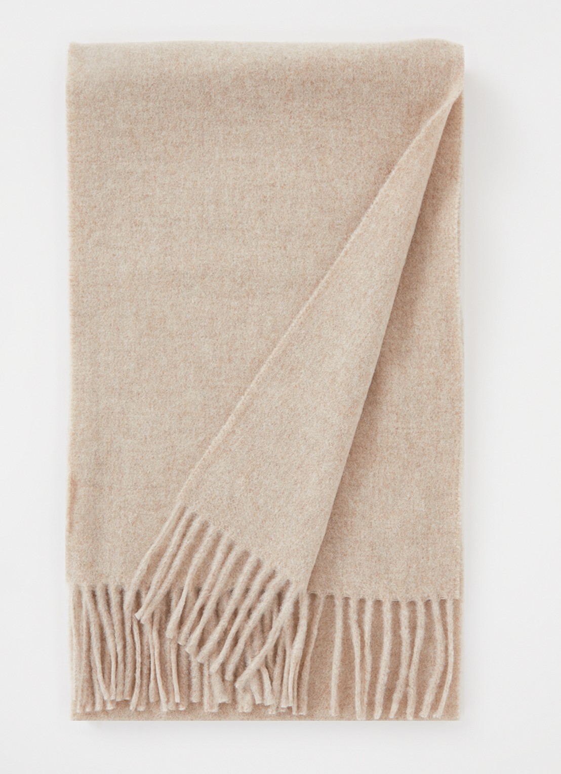Acne Studios Sjaal van wol met franjes 190 x 30 cm - voorkant zand