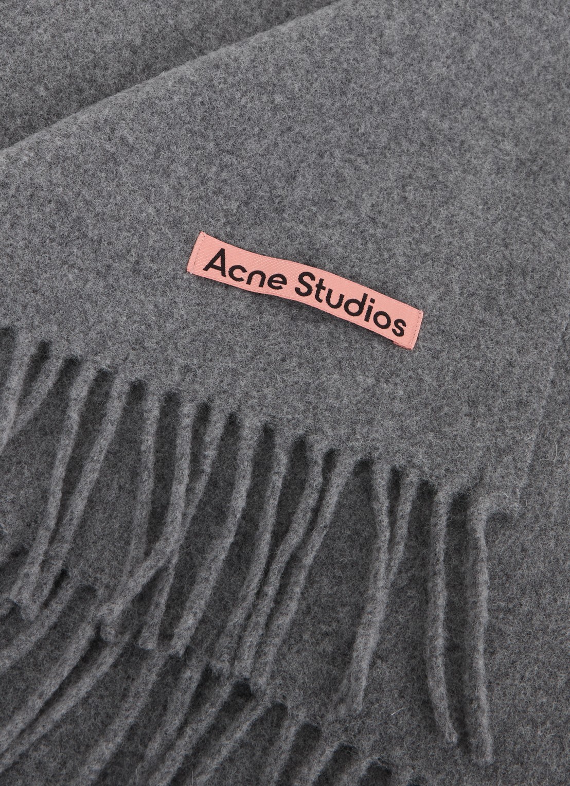 Acne Studios Sjaal van wol met franjes 200 x 45 cm - detail donkergrijs