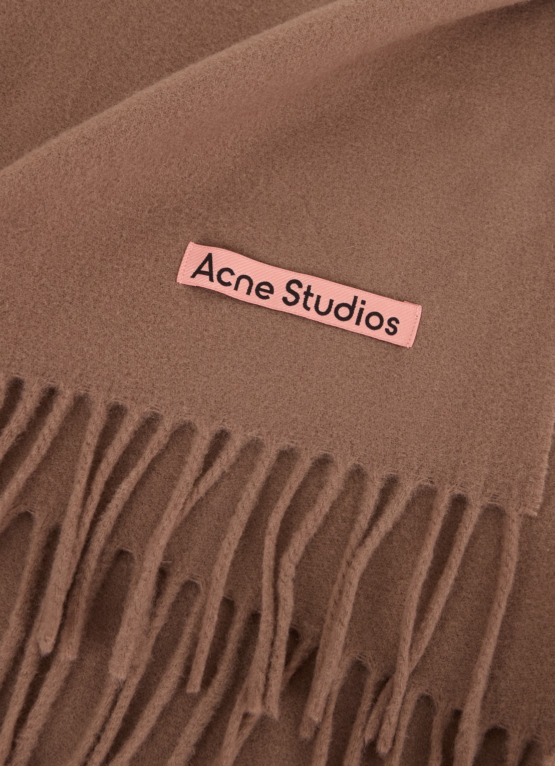 Acne Studios Sjaal van wol met franjes 200 x 45 cm - detail lichtbruin