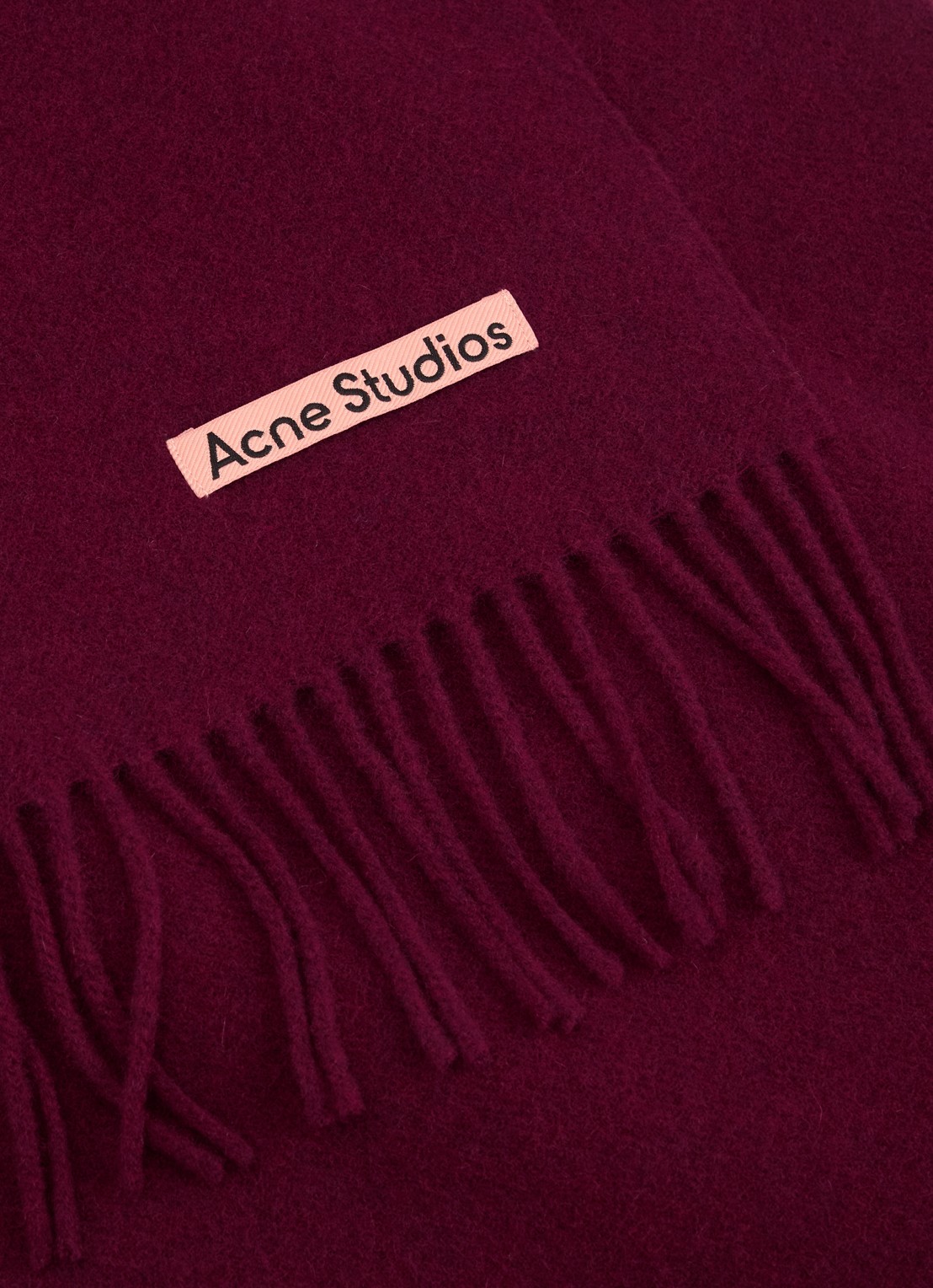 Acne Studios Sjaal van wol met franjes 200 x 45 cm - detail bordeauxrood