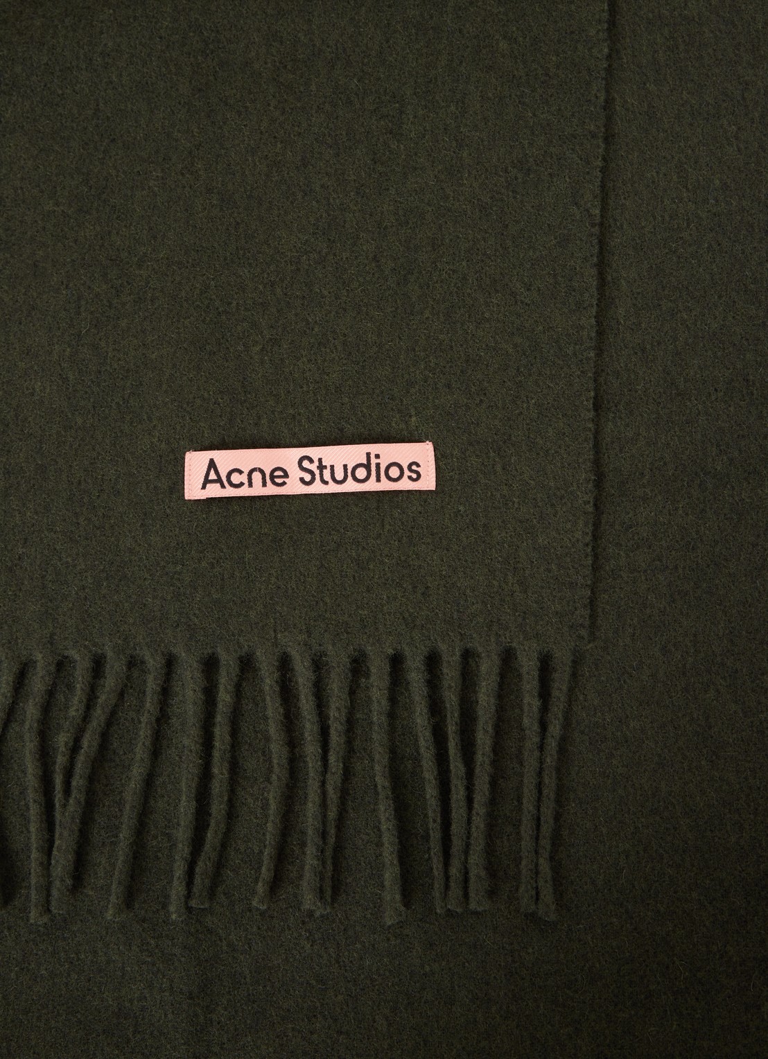 Acne Studios Sjaal van wol met logo 200 x 45 cm - detail donkergroen