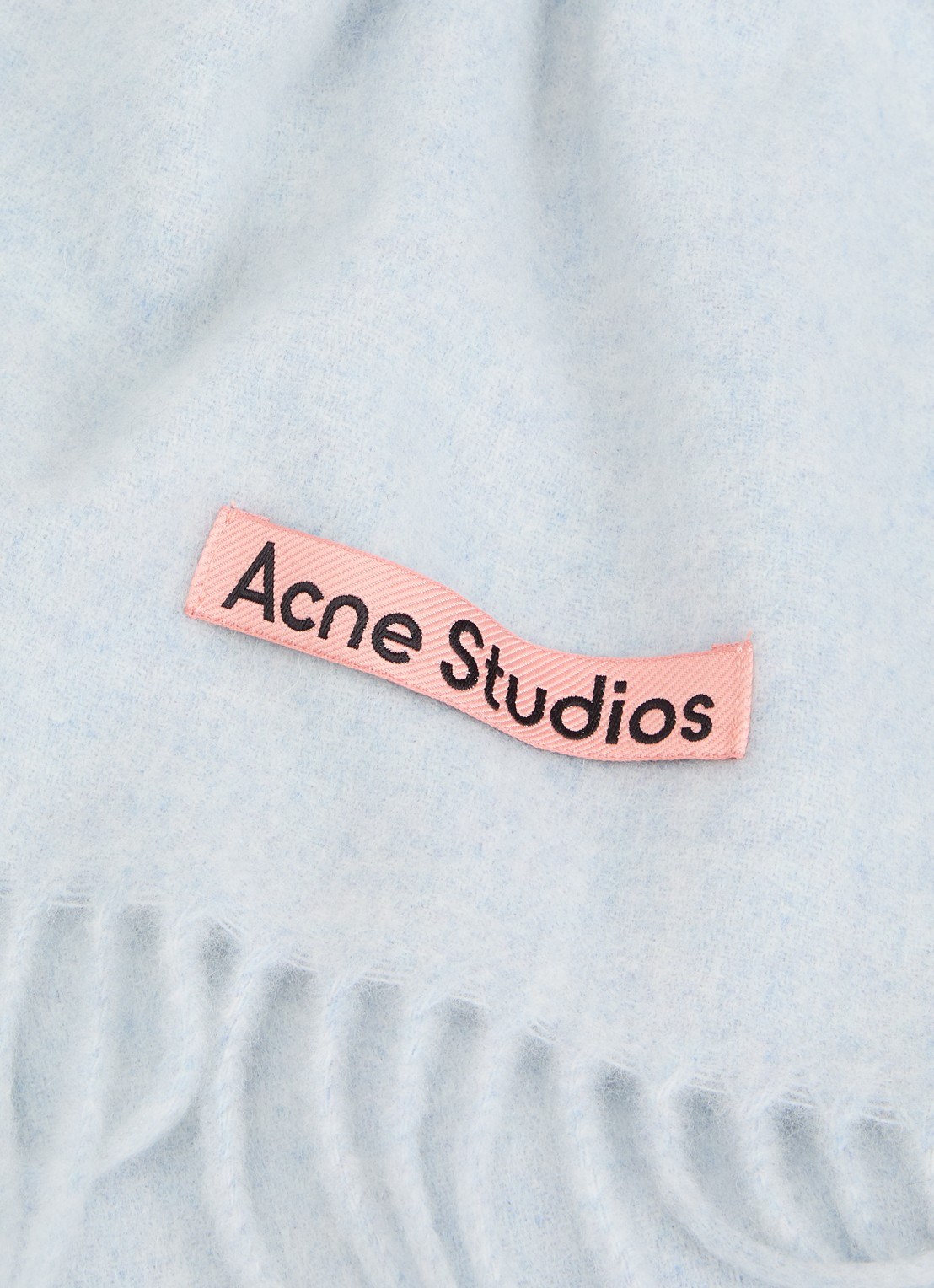 Acne Studios Sjaal van wol met logo 200 x 45 cm  - detail 2 lichtblauw