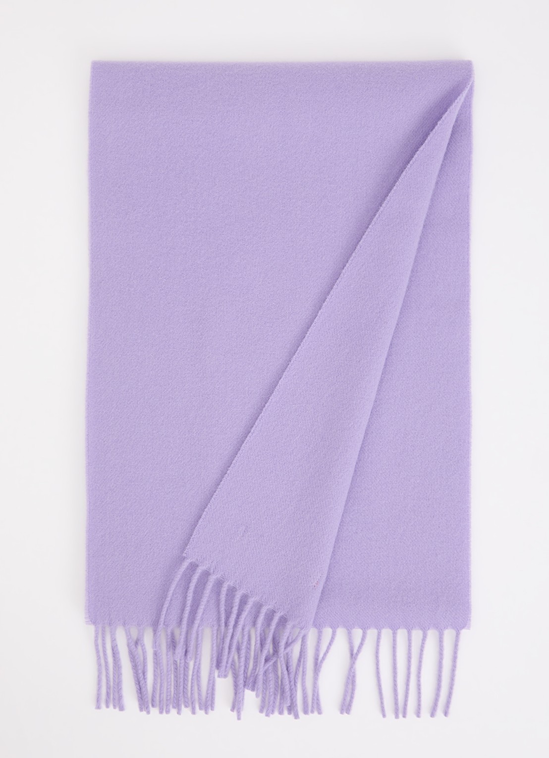 Acne Studios Sjaal van wol met logo en franjes 190 x 30 cm  - voorkant 2 lila
