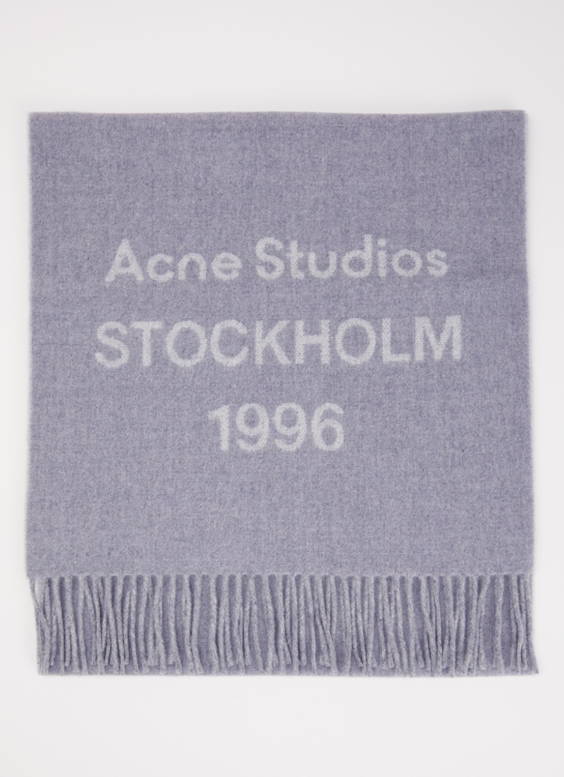 Acne Studios Sjaal van wol met logoprint 43 x 200 cm - voorkant 2 grijs