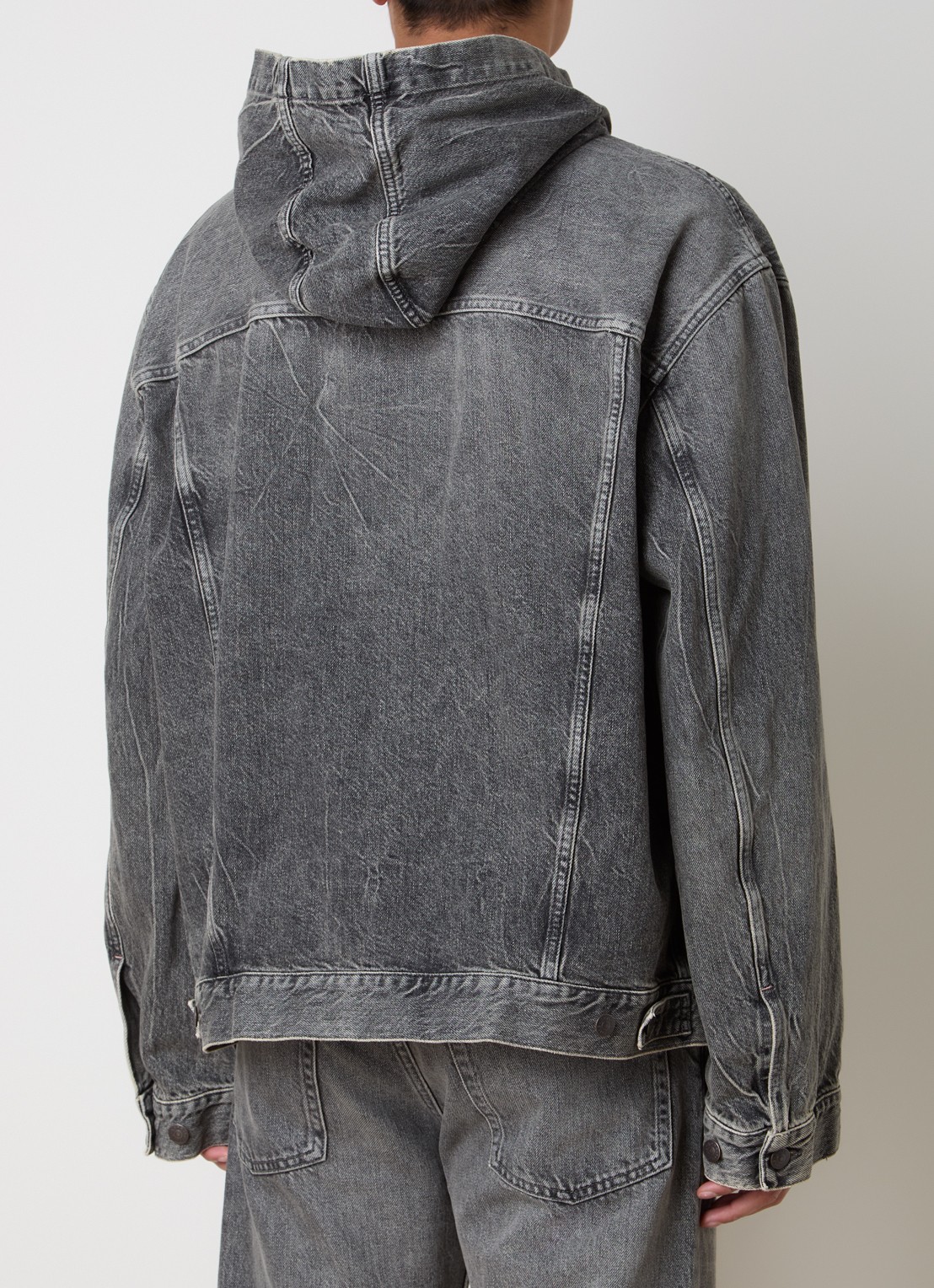 Acne Studios Spijkerjas met capuchon en steekzakken - achterkant 4 middengrijs