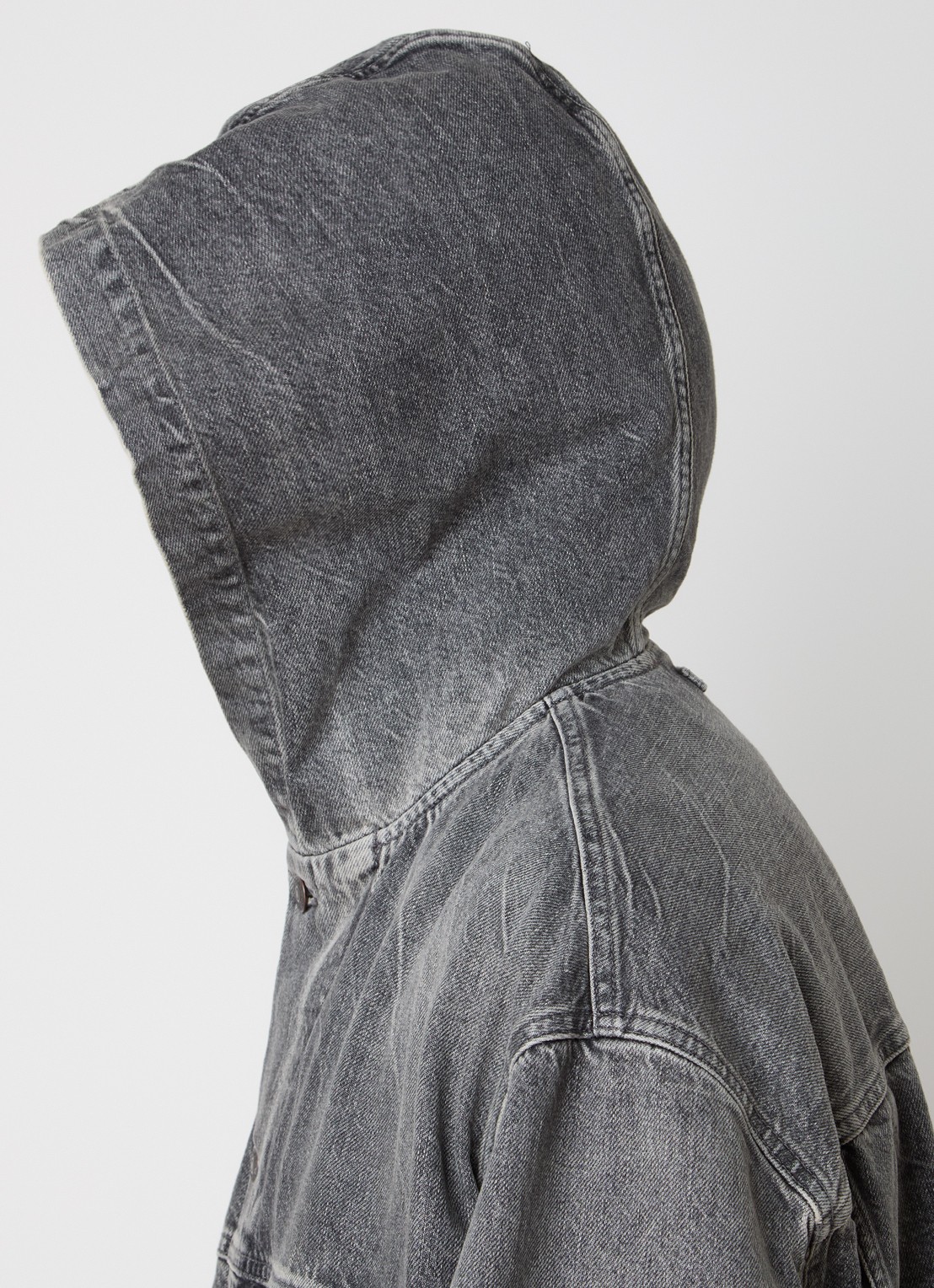 Acne Studios Spijkerjas met capuchon en steekzakken - detail 2 middengrijs