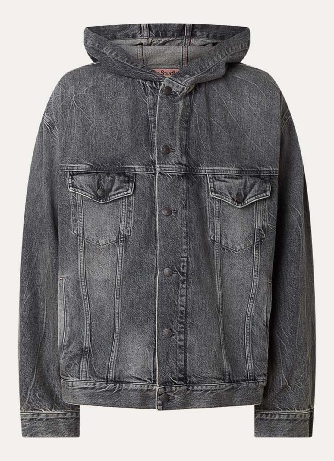 Acne Studios Spijkerjas met capuchon en steekzakken - voorkant 5 middengrijs