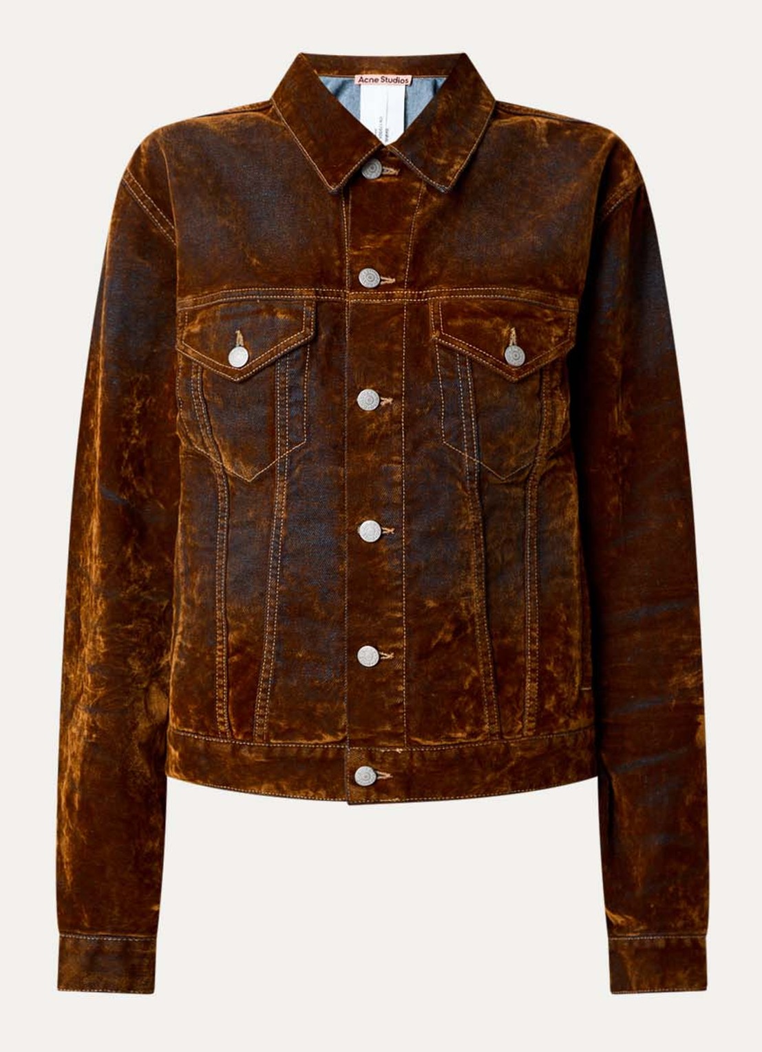 Acne Studios Spijkerjas van fluweel met steekzakken - voorkant bruin
