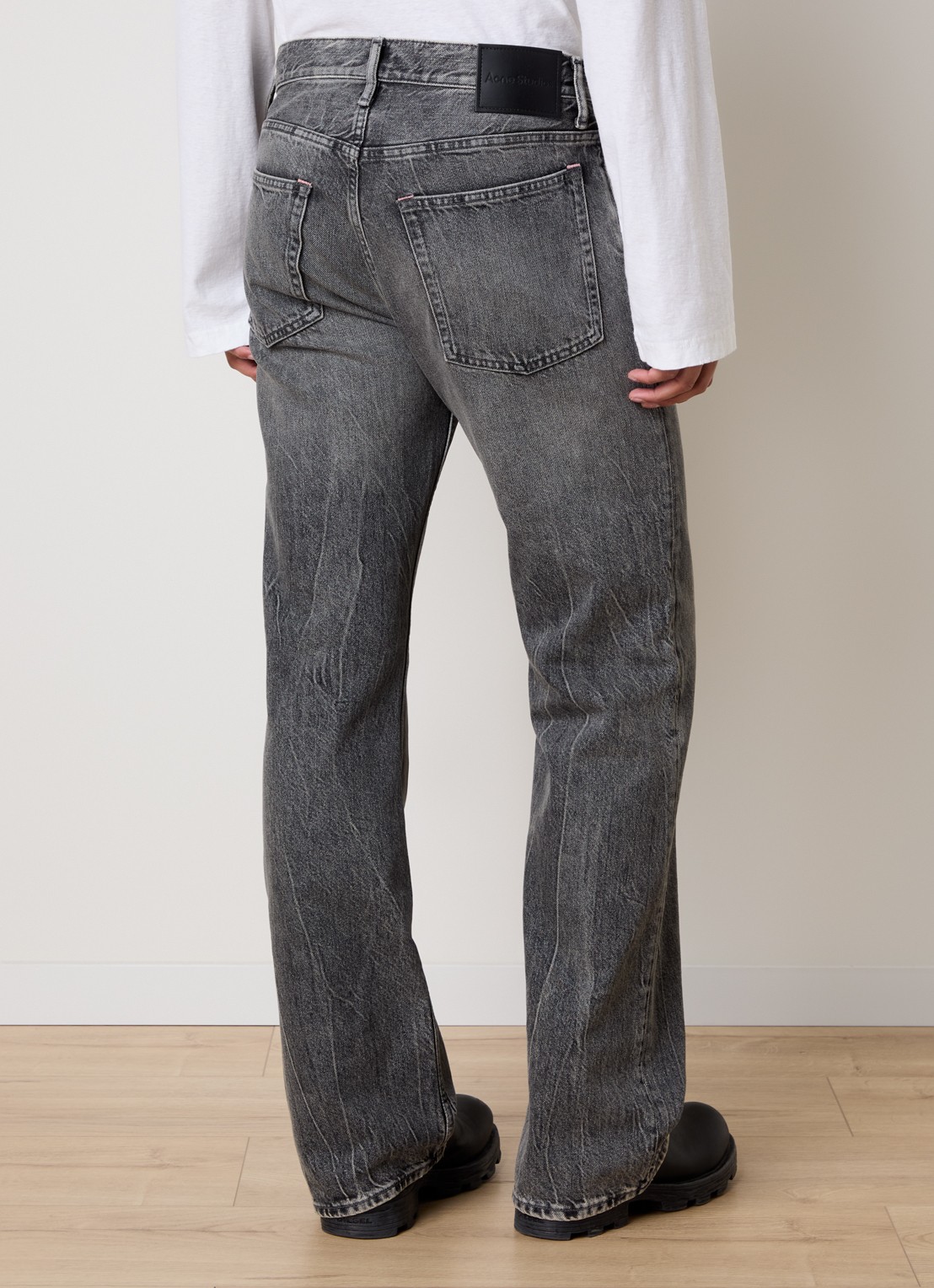 Acne Studios Straight fit jeans met gekleurde wassing - achterkant 6 grijs