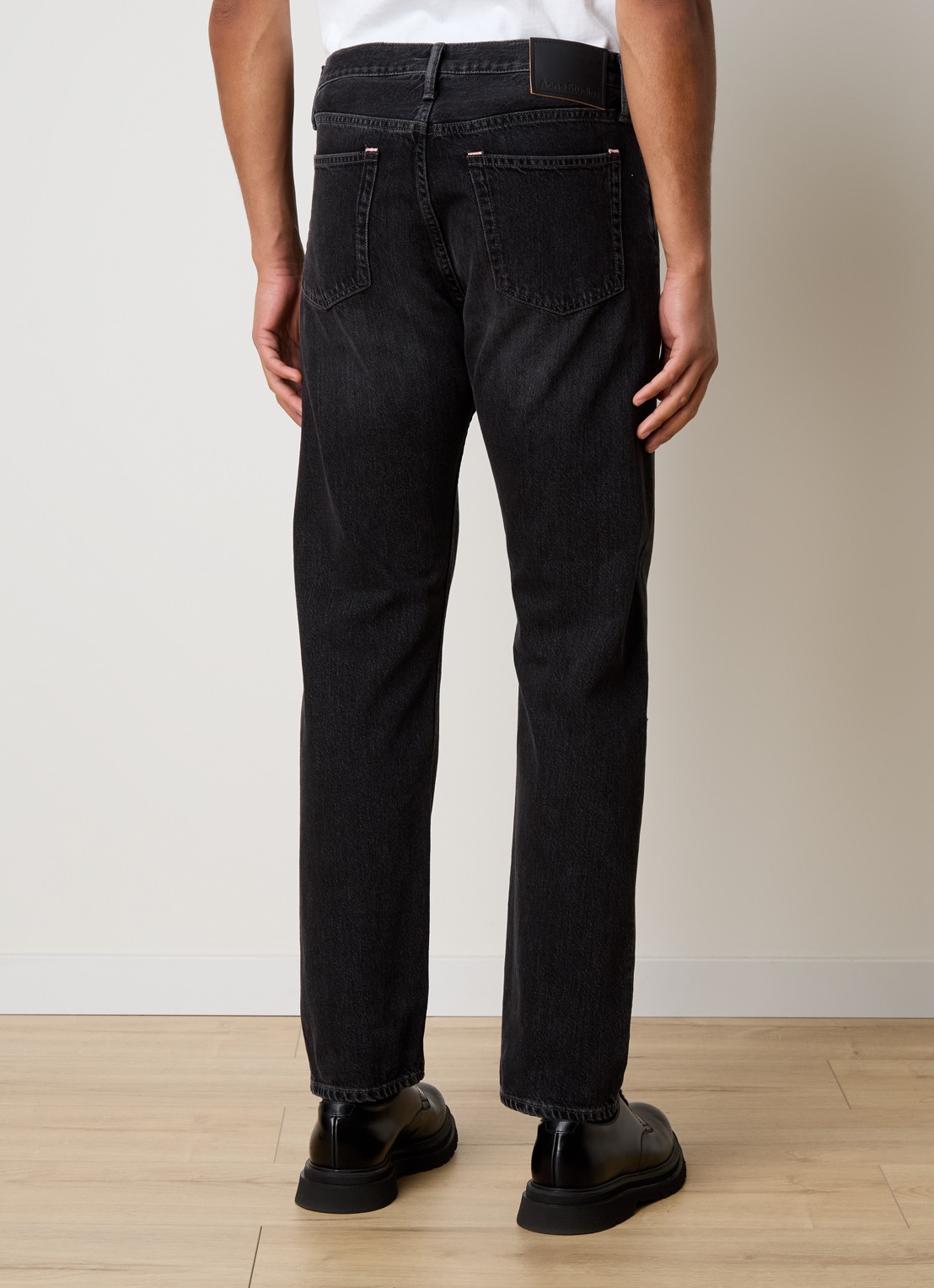 Acne Studios Straight leg jeans van  katoen met gekleurde wassing - achterkant zwart