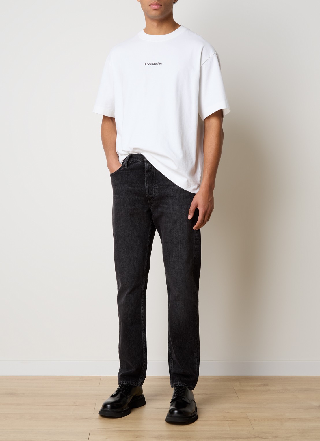 Acne Studios Straight leg jeans van  katoen met gekleurde wassing - voorkant 6 zwart