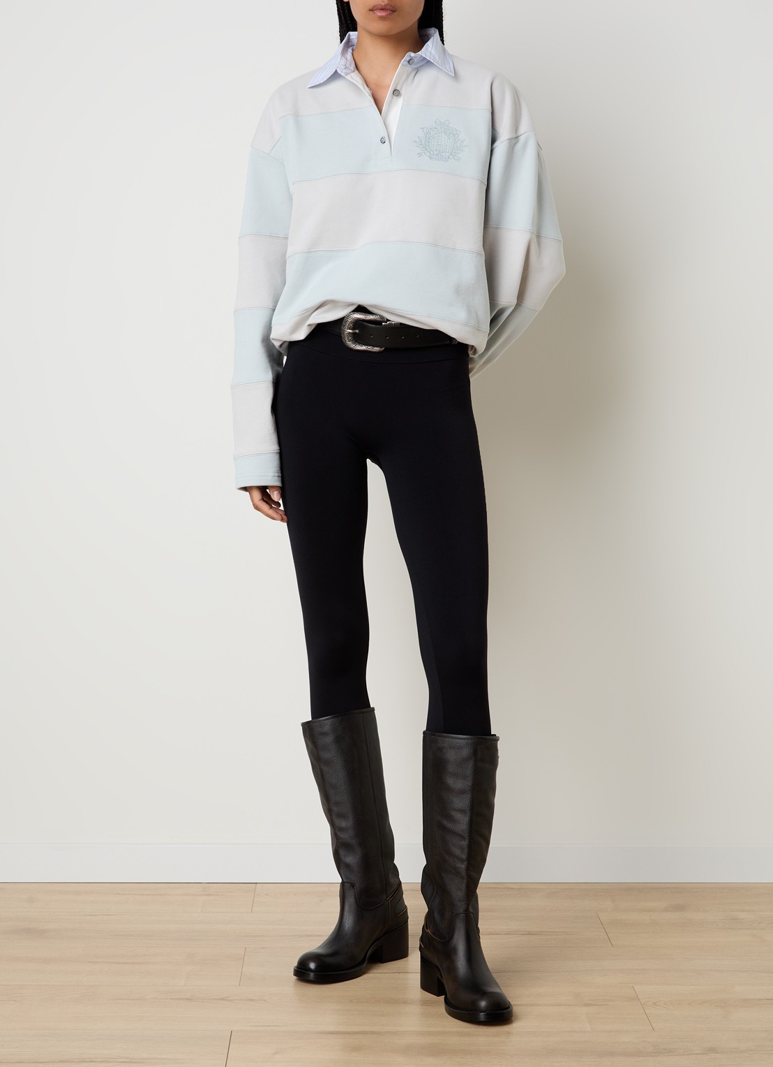 Acne Studios Sweater met logo - voorkant 3 lichtblauw