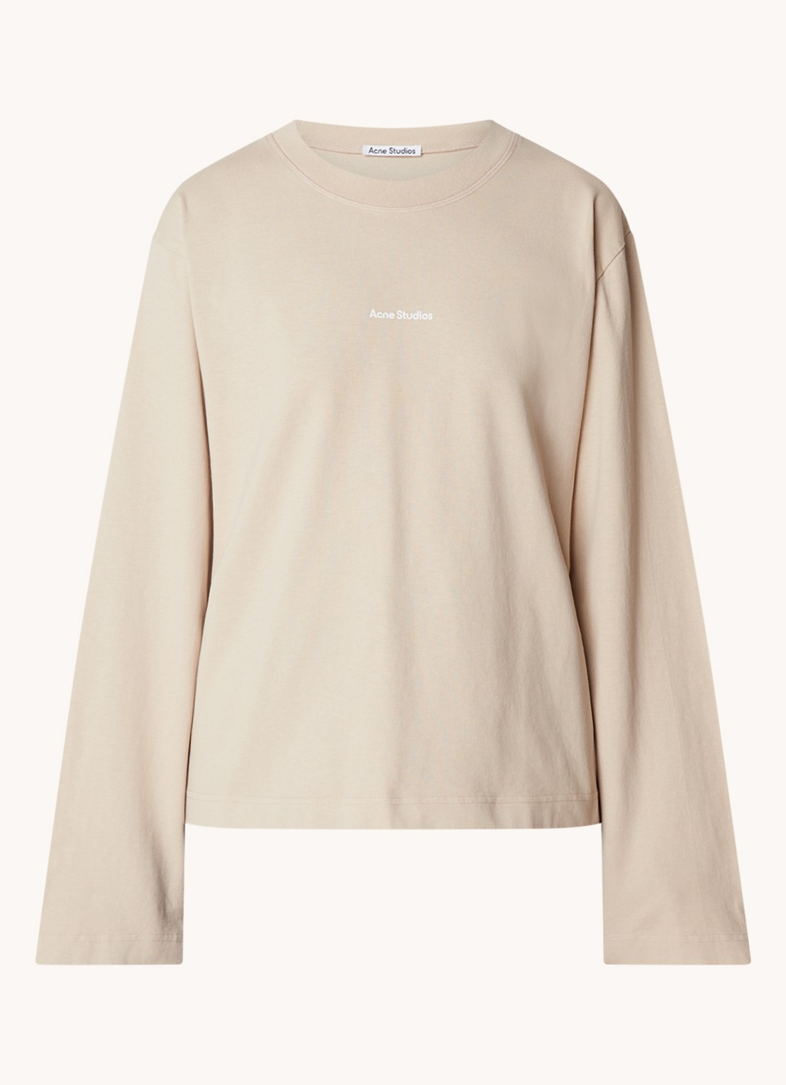 Acne Studios Sweater met logoborduring en trompetmouw - voorkant 4 donkerbeige