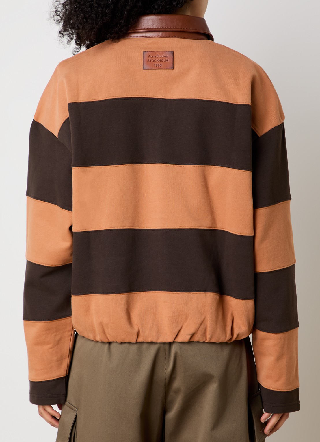 Acne Studios Sweater met streepprint en polokraag - achterkant 3 donkerbruin