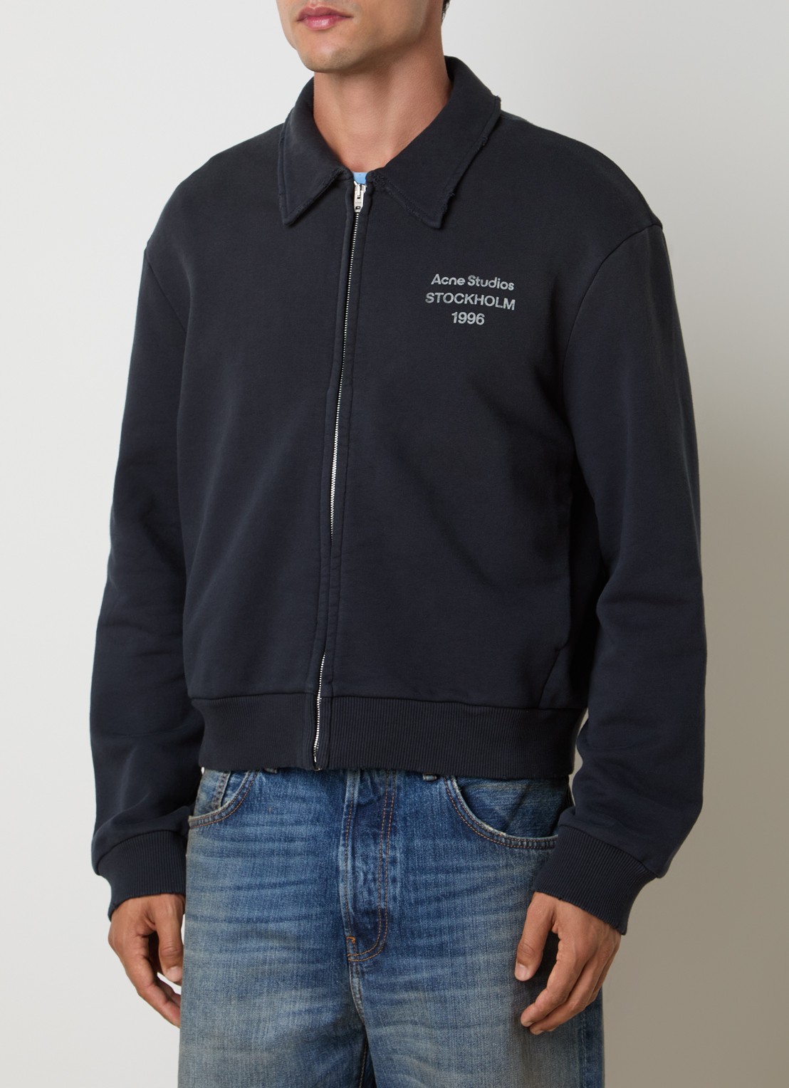 Acne Studios Sweatvest met logo en verwassen afwerking - detail 2 zwart