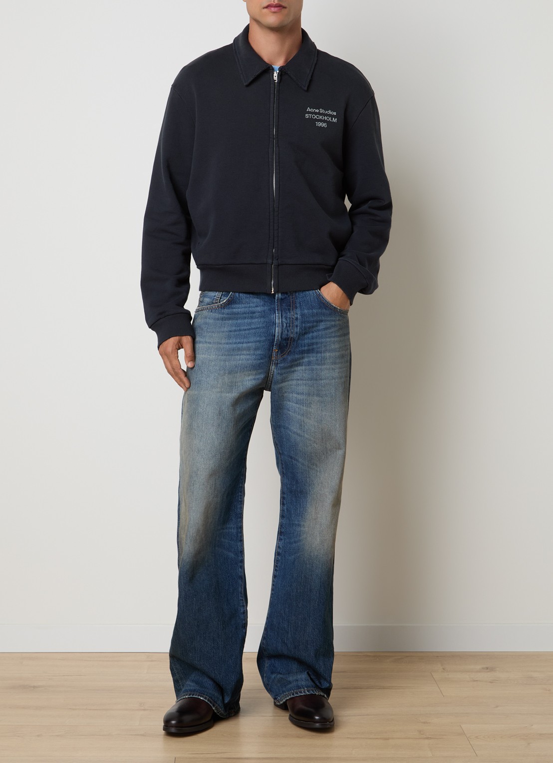 Acne Studios Sweatvest met logo en verwassen afwerking - voorkant 5 zwart