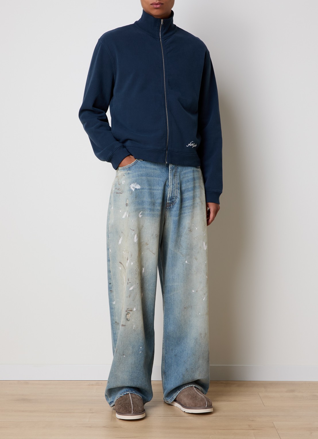 Acne Studios Sweatvest met logoborduring - voorkant 5 donkerblauw