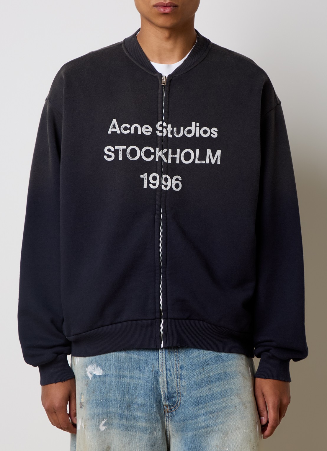 Acne Studios Sweatvest met logoprint en verwassen afwerking - detail 3 antraciet