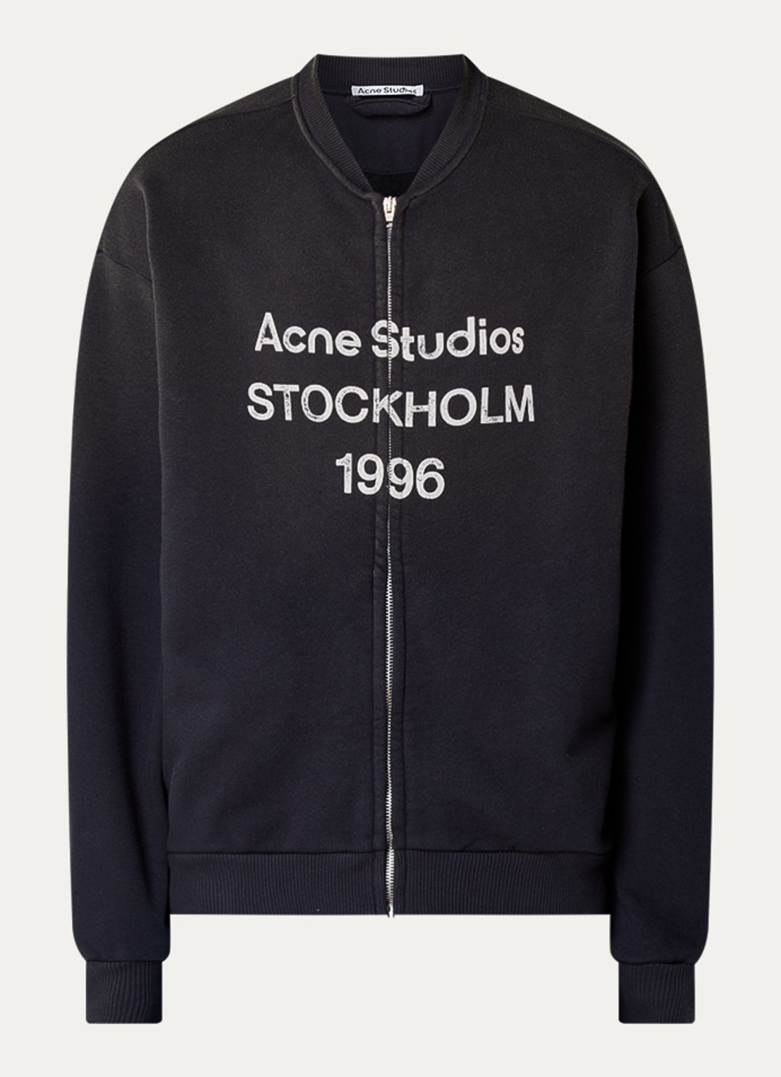 Acne Studios Sweatvest met logoprint en verwassen afwerking - voorkant antraciet