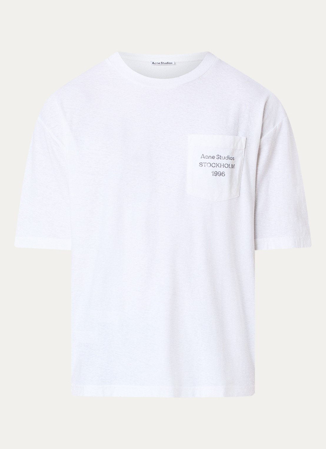 Acne Studios T-shirt met logo en borstzak - voorkant 4 gebroken wit