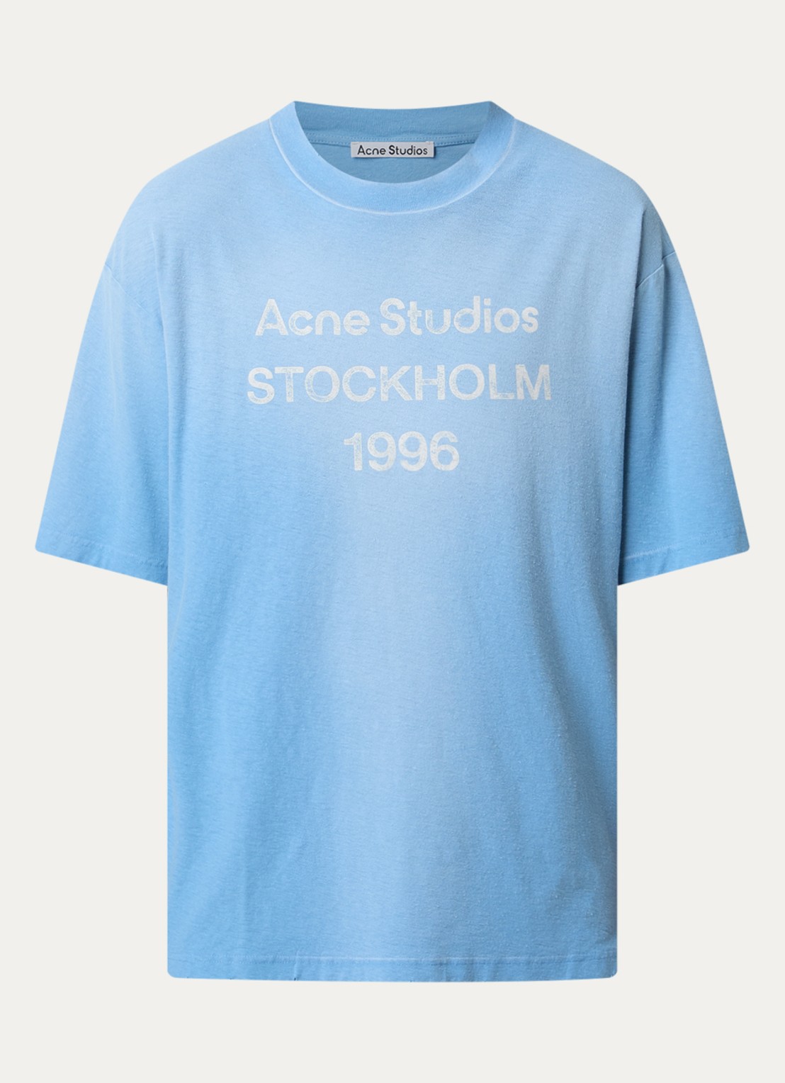 Acne Studios T-shirt met logoprint en verwassen afwerking - voorkant lichtblauw