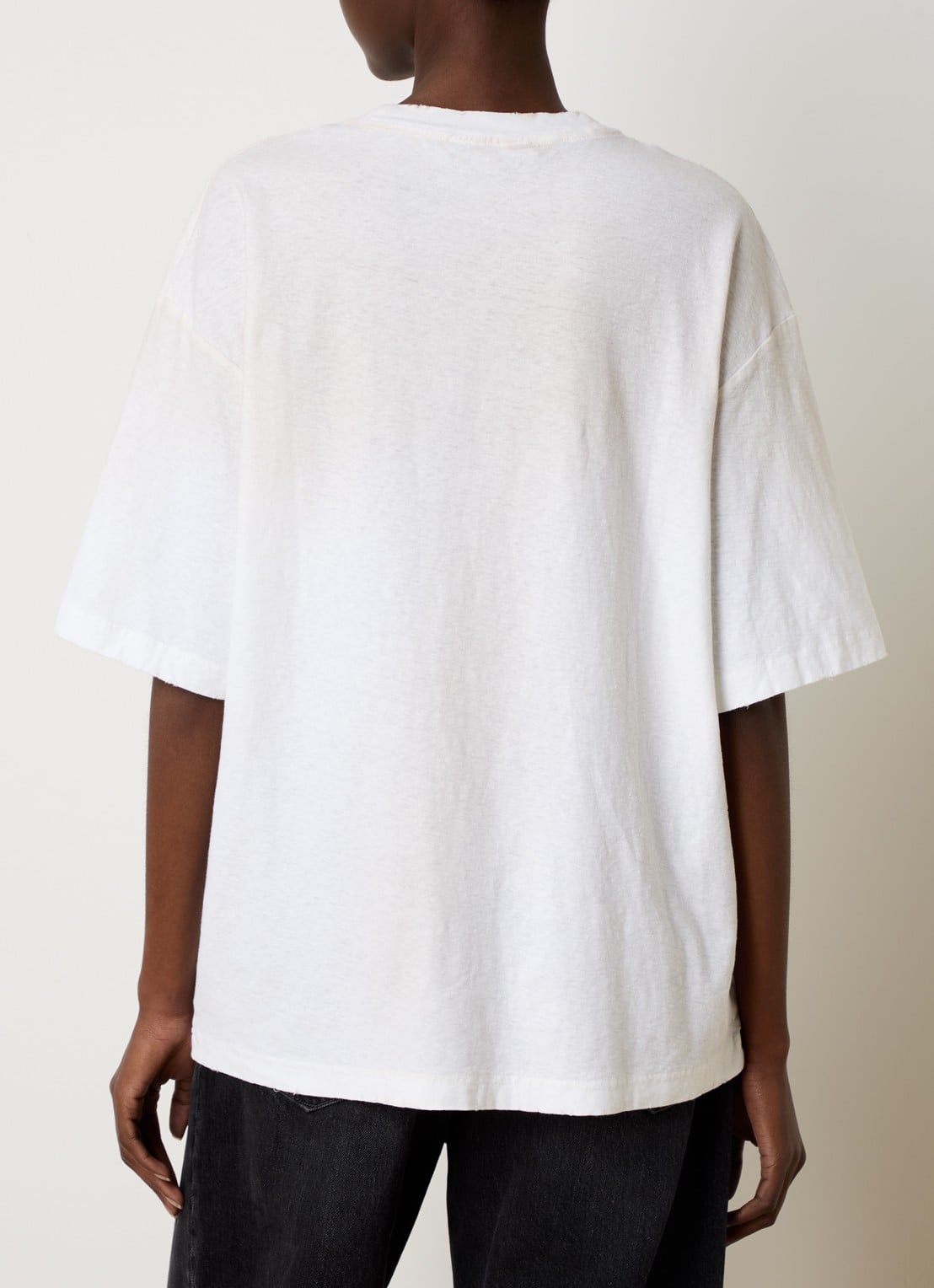 Acne Studios T-shirt met logoprint en verwassen afwerking - achterkant 4 gebroken wit