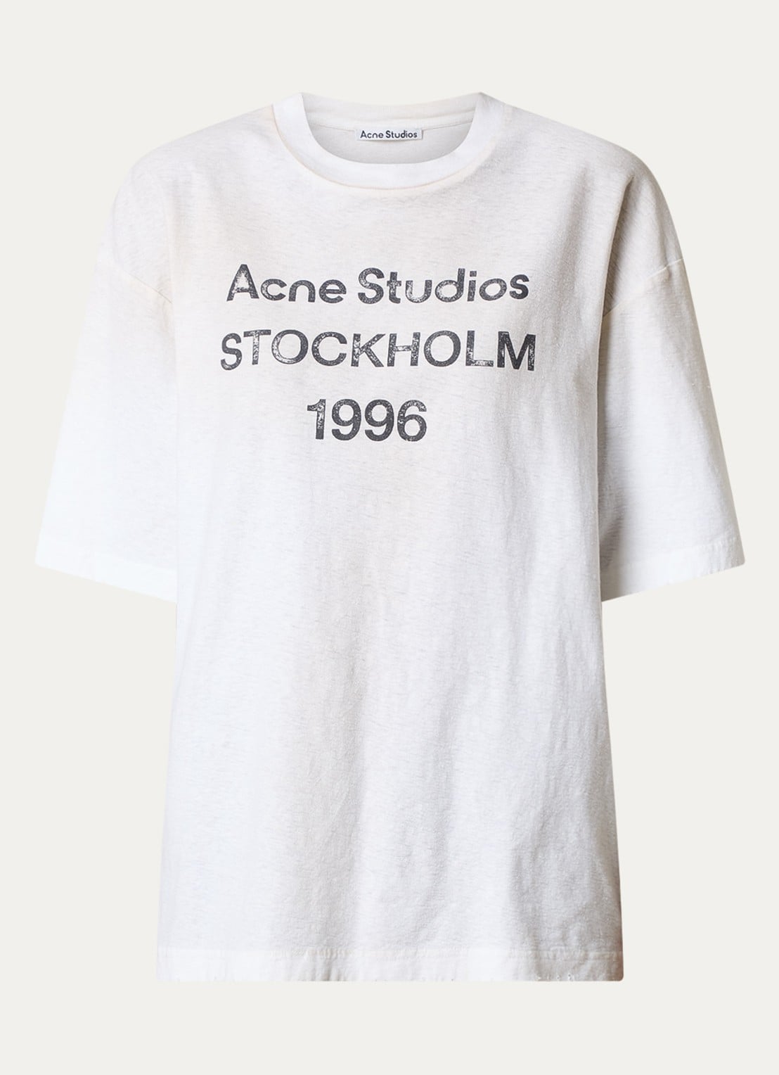 Acne Studios T-shirt met logoprint en verwassen afwerking - voorkant gebroken wit