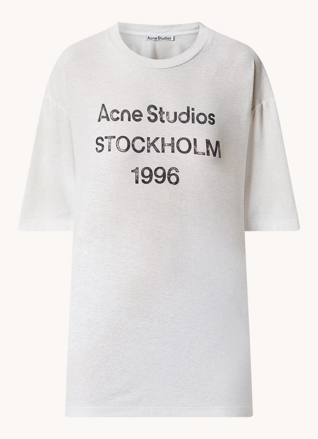 Acne Studios T-shirt met logoprint en verwassen afwerking - voorkant 3 gebroken wit