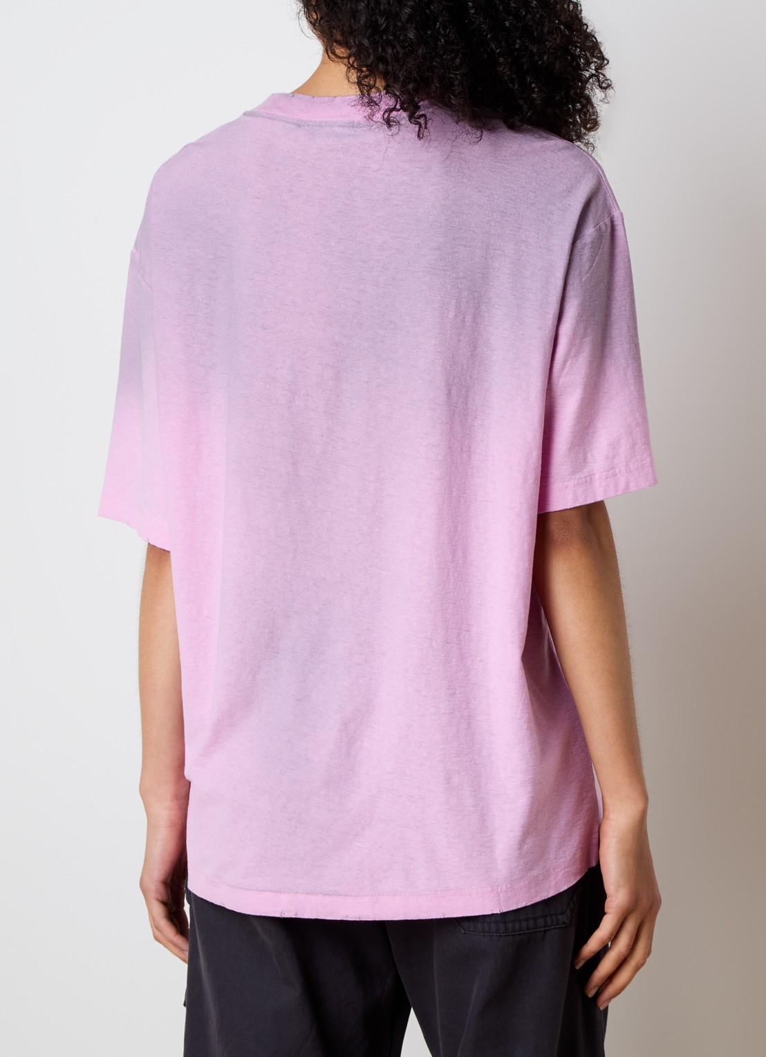 Acne Studios T-shirt met logoprint en verwassen afwerking - achterkant roze