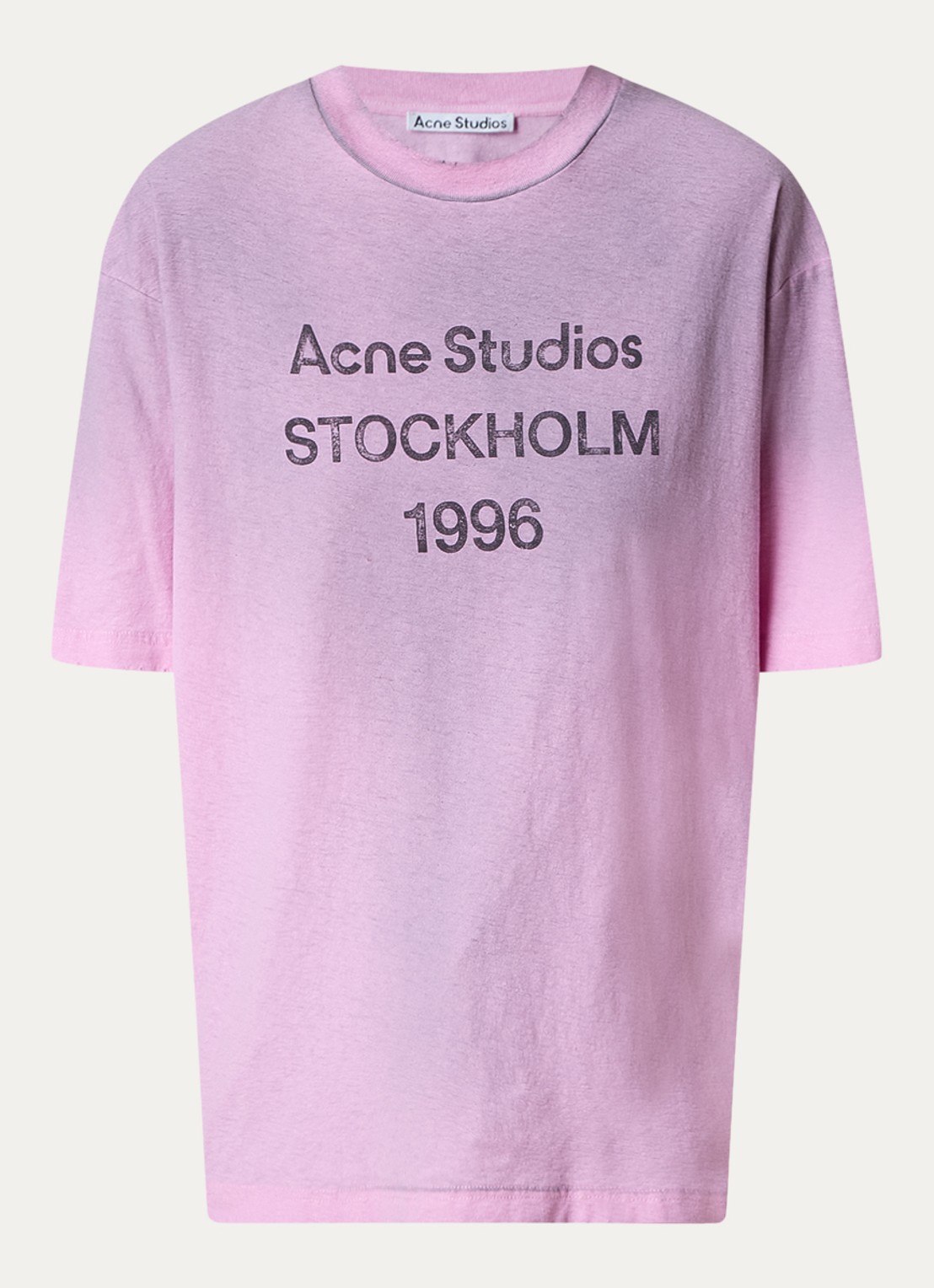 Acne Studios T-shirt met logoprint en verwassen afwerking - voorkant 4 roze