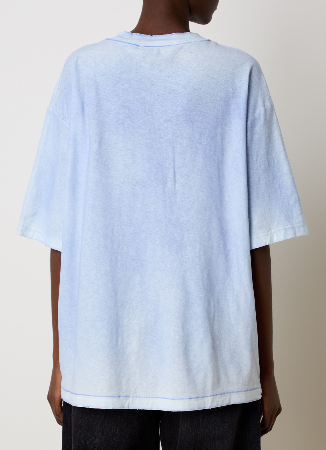 Acne Studios T-shirt met logoprint en verwassen afwerking - achterkant lichtblauw