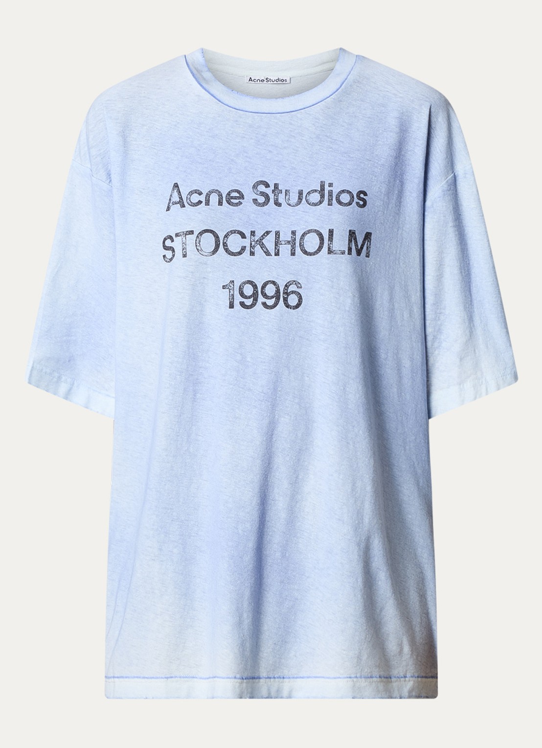 Acne Studios T-shirt met logoprint en verwassen afwerking - voorkant 4 lichtblauw