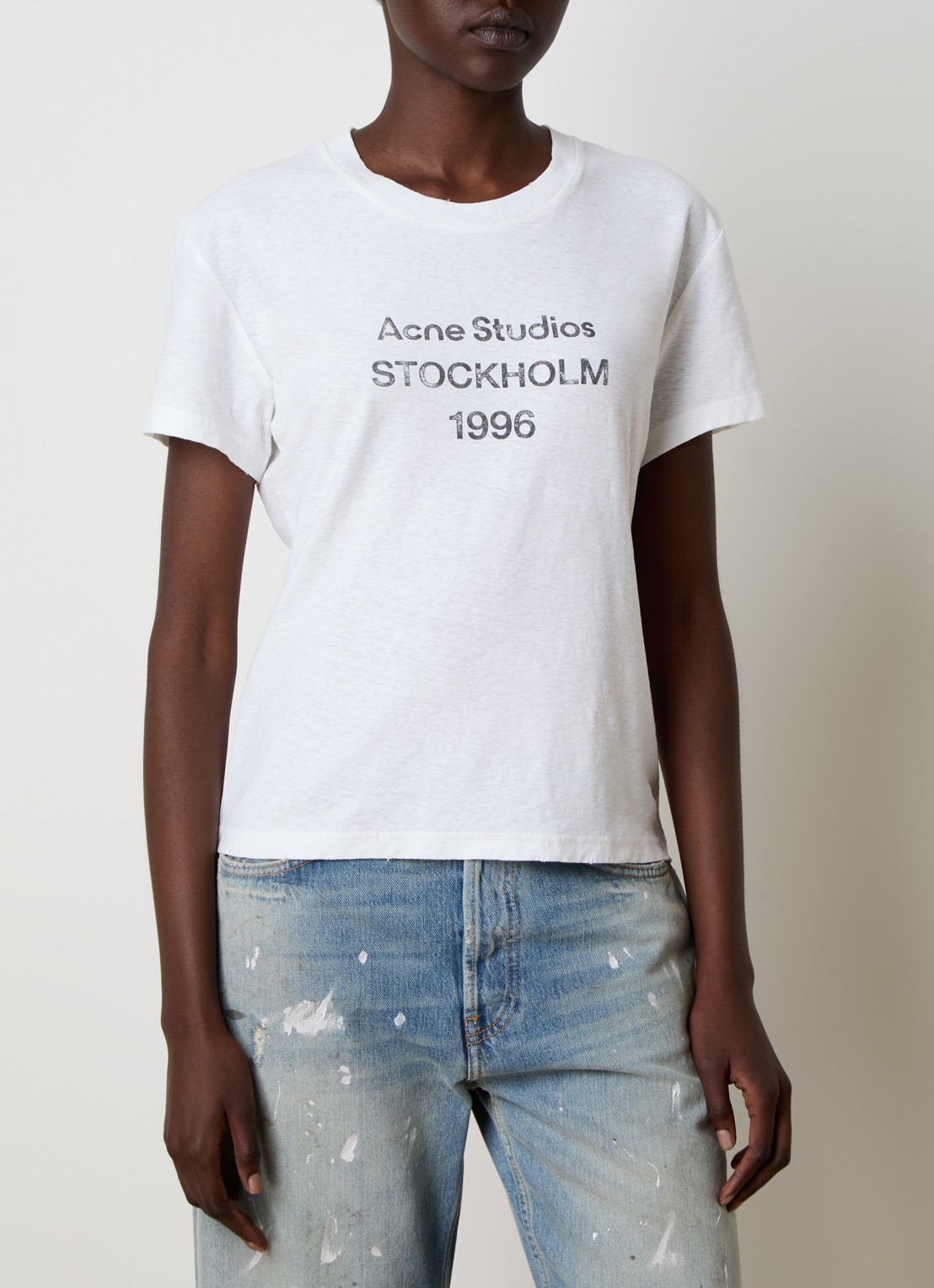 Acne Studios T-shirt met logoprint - detail gebroken wit