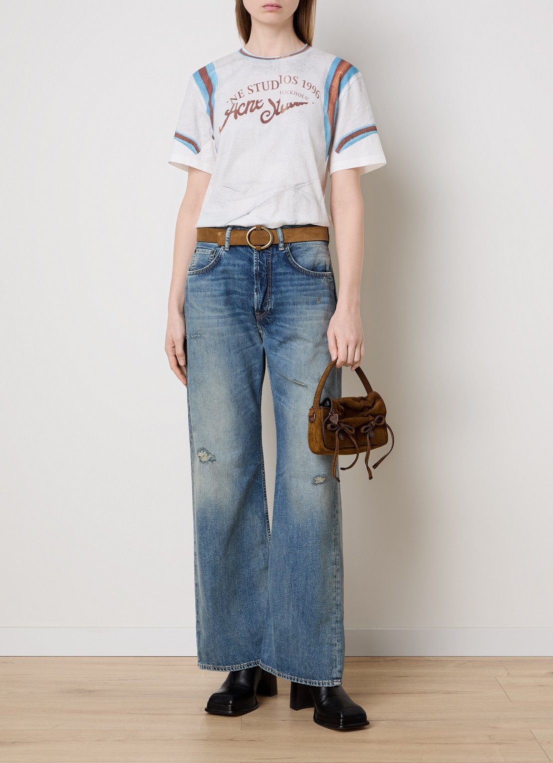 Acne Studios T-shirt met logoprint - voorkant 2 wit