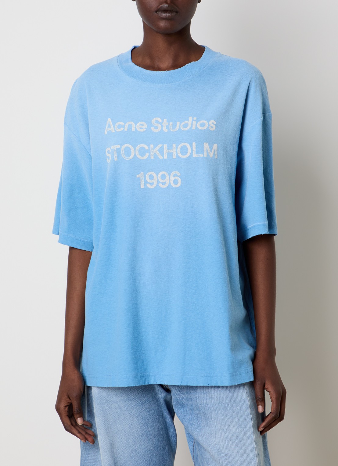 Acne Studios T-shirt met logoprint - detail blauw