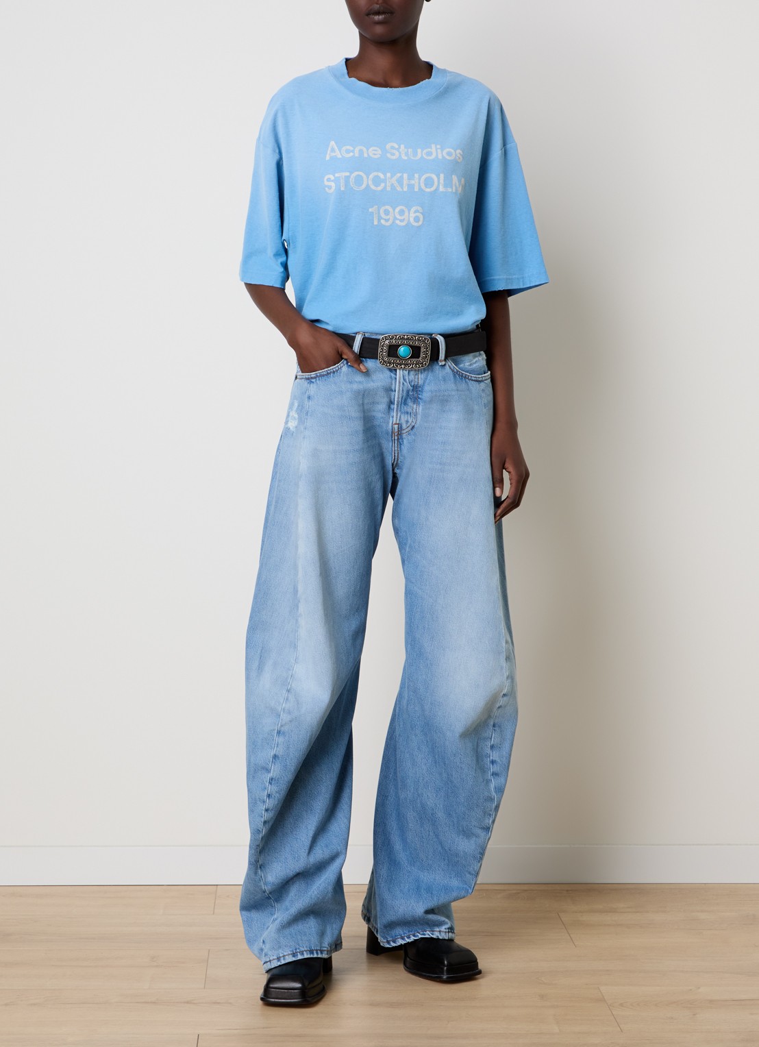 Acne Studios T-shirt met logoprint - voorkant 5 blauw