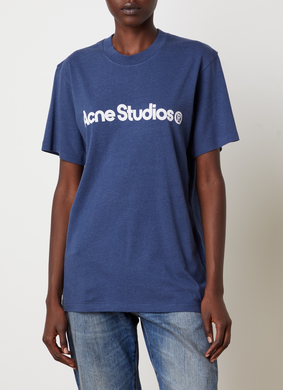 Acne Studios T-shirt met logoprint - detail 4 staalblauw