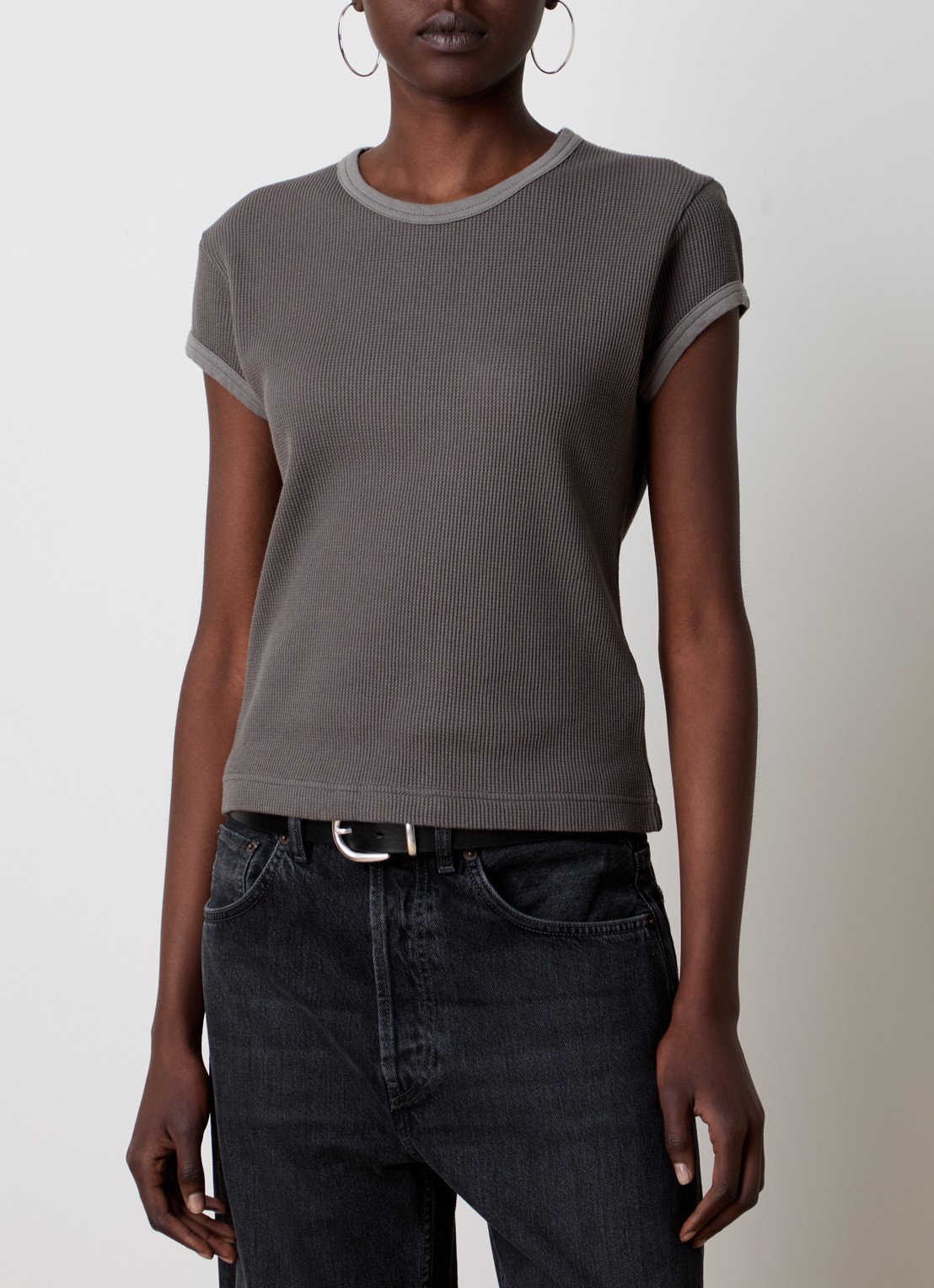 Acne Studios T-shirt met ribstructuur - detail middengrijs