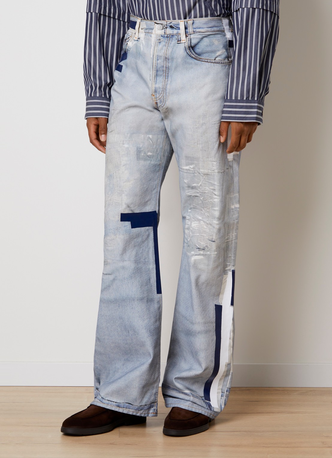 Acne Studios Wide leg jeans met lichte wassing - detail indigo