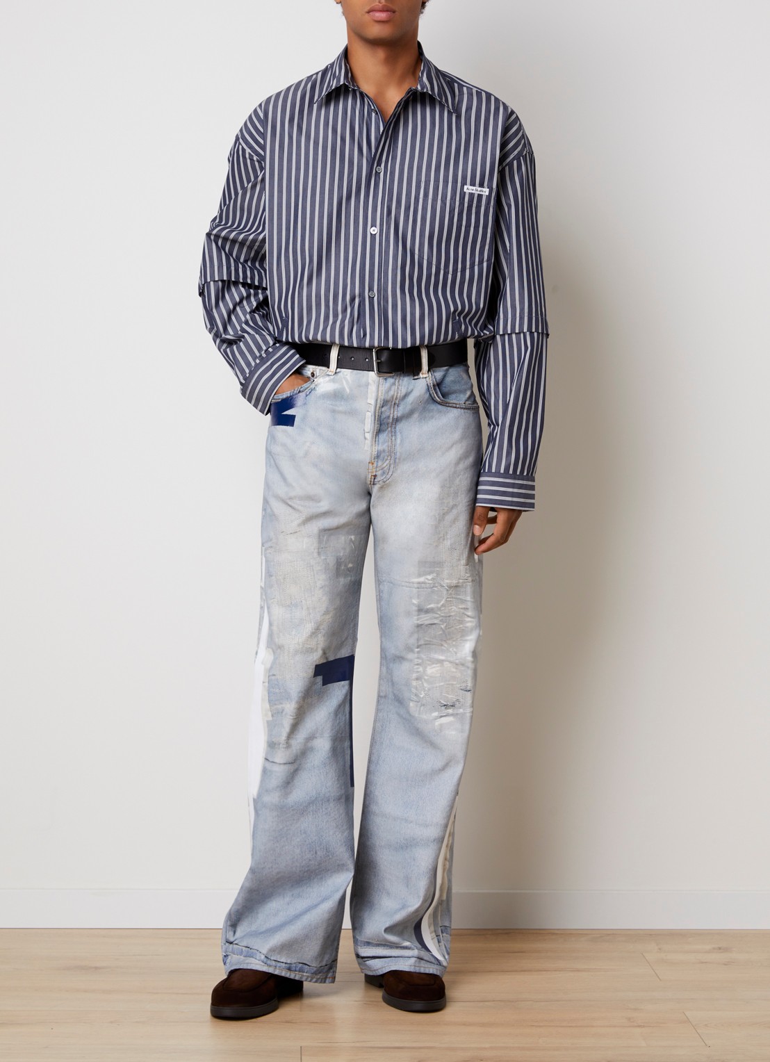 Acne Studios Wide leg jeans met lichte wassing - voorkant 6 indigo
