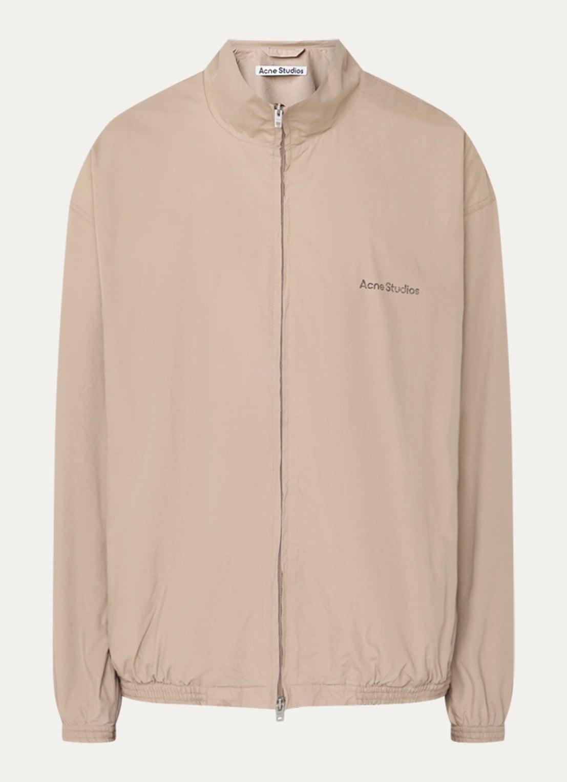 Acne Studios Windjack met logo- en backprint - voorkant 5 donkerbeige