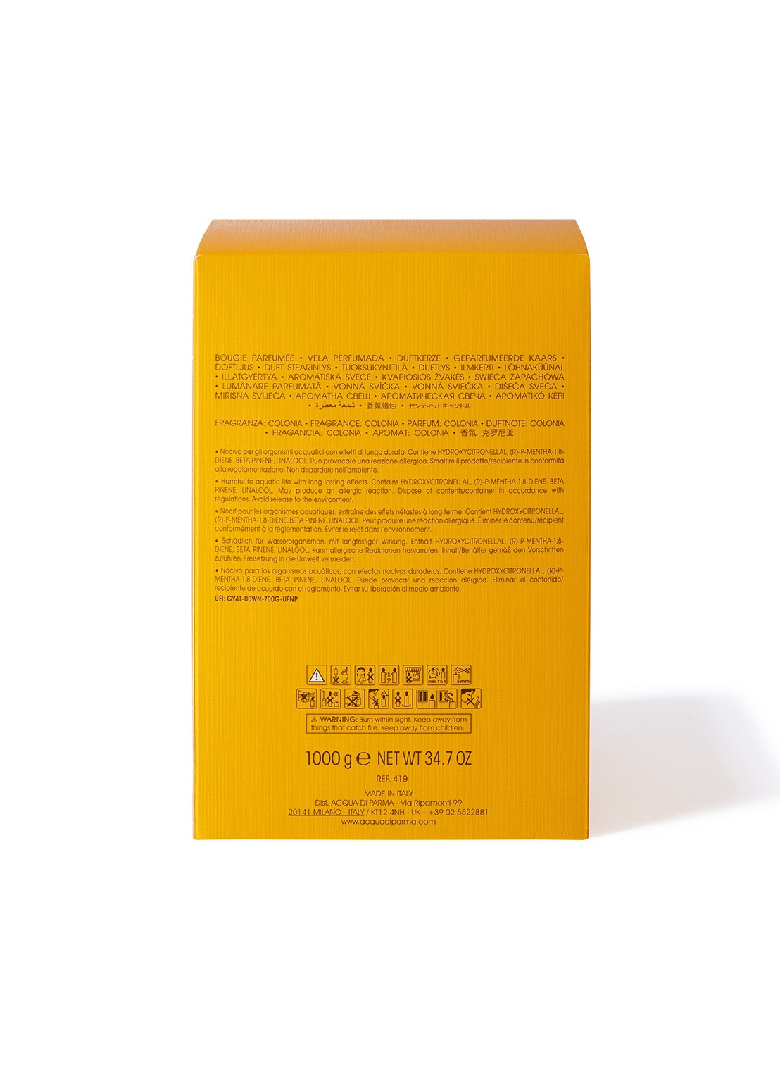 Acqua di Parma Colonia geurkaars 1 kg - detail 2 geel